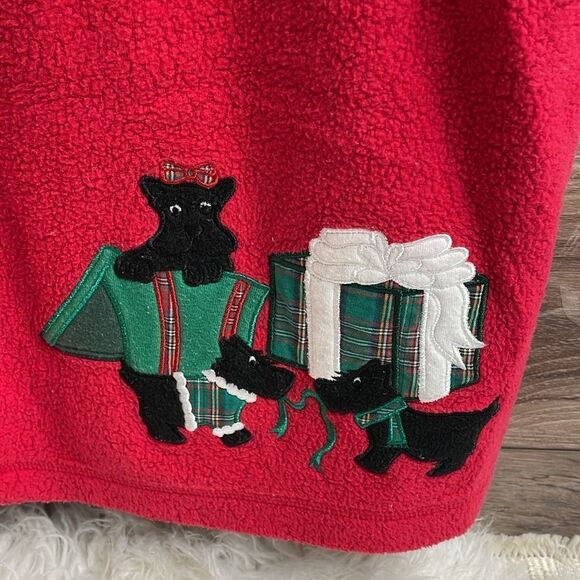 MERRY & BRIGHT Ladies Embroidered Vintage Scottie Dog Holiday Fleece Vest L Red - Picture 5 of 11